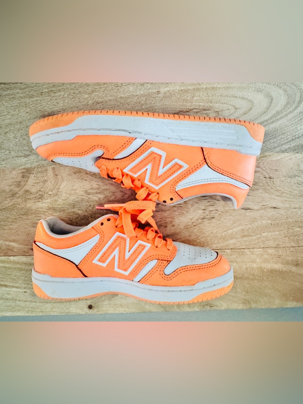 New Balance Orange and White 480 Low-Top Sneakers